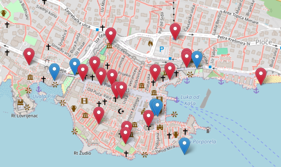 Interactive map showing public transport stops enriched with Wikidata landmarks